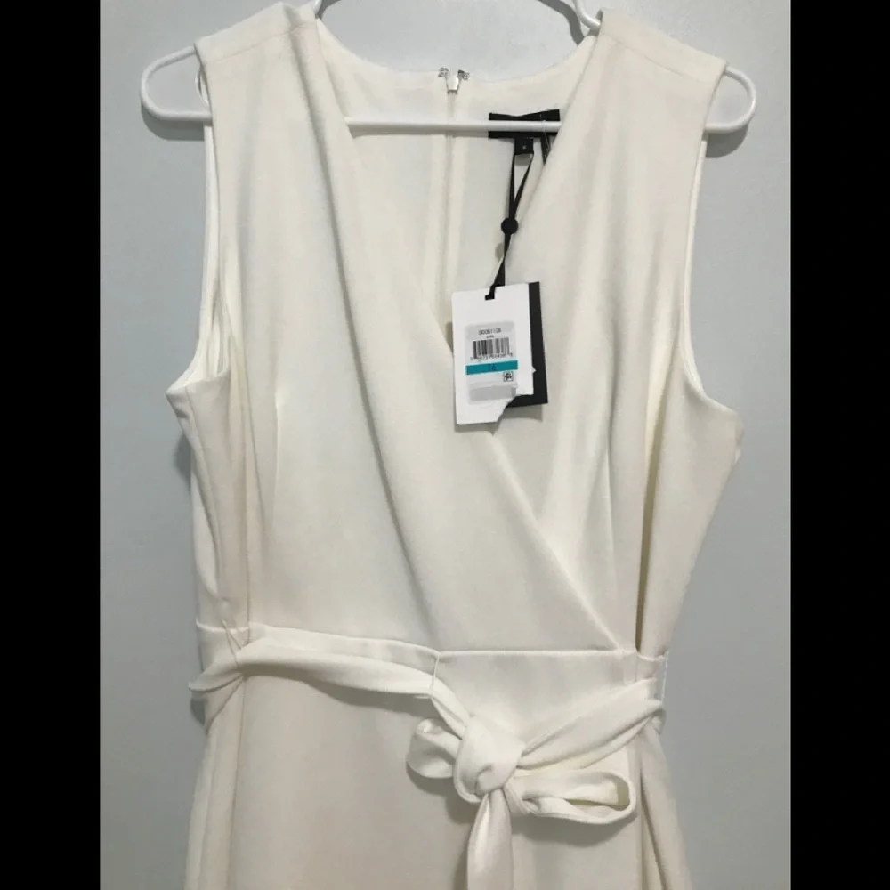 DKNY Illusion-Inset Midi White Dress 16 - Picture 6 of 16